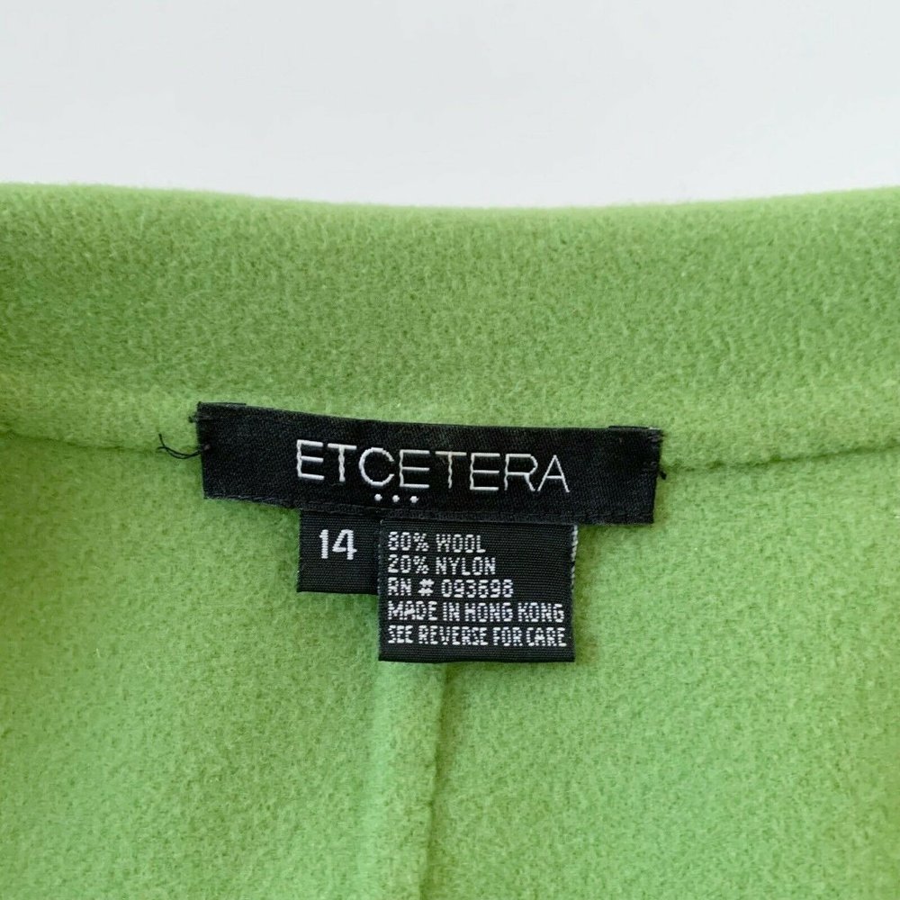 Etcetera Women’s Wool Blend Blazer Jacket Green Button Front 14 L Casual Career - Picture 10 of 11